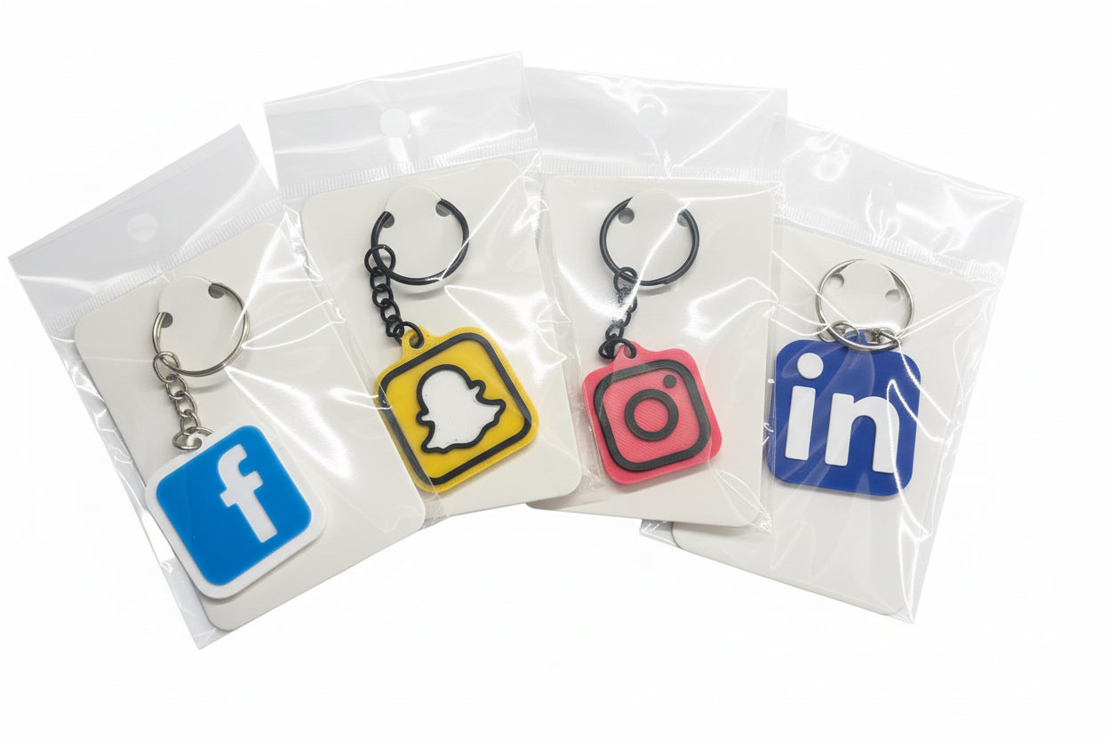 Bundle of 4 NFC Social media programmable Keyrings