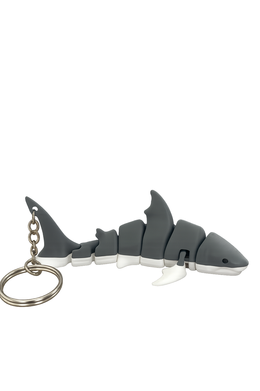 Articulated Great White Shark 3d printed keyring