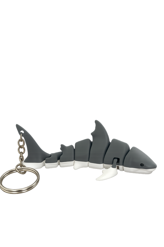 Articulated Great White Shark 3d printed keyring